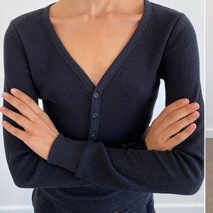 Aritzia TNA Thermal V-neck henley